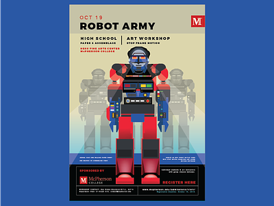 Robot Army Workshop college kansas ks mcpherson mcpherson college poster robot workshop