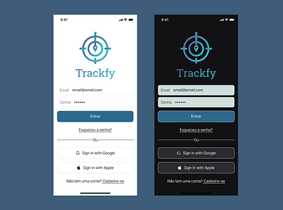 Trackfy - Light and Dark app branding design icon illustration logo typography ui ux vector