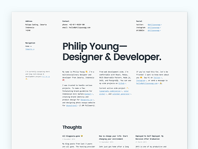 Landing Page - Philip Young grid minimal monospace serif simplicity typography web design web development
