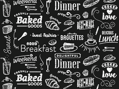 Bakery Pattern bakery blackboard coffee design illustration pattern vintage