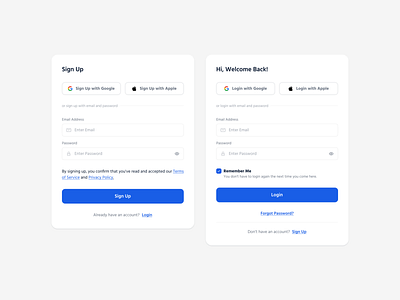 Sign Up and Login Form create account login login form login screen sign in sign up sign up form signup screen ui ui component ux