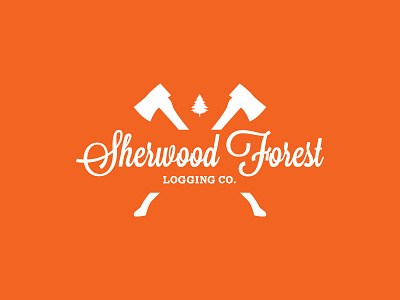 Sherwood Logging axe branding cut design forest graphic design logger loggia logging logo orange robin robinhood sherwood tree vector