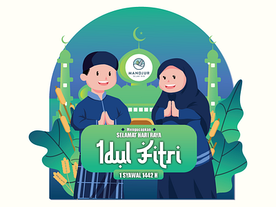Eid Al-Fitr 1442 H branding graphic design illustration vector