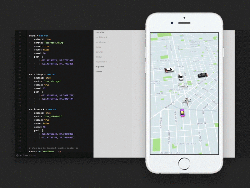 Framer + Mapbox by Bryant Jow for Uber on Dribbble