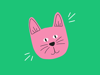 Cat 🐱 2d animal cat design drawing green illustration pet procreate yellow