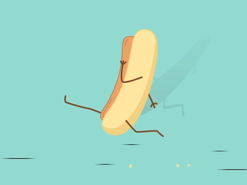 Running hotdog animation cycle gif hotdog illustration loop vector