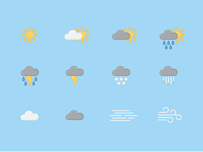 Weather Icons color design flat icon illustration weather