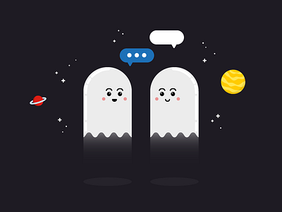 Ghosts chatting colors design flat ghosts gradient graphics illustration vector