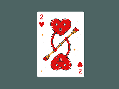 Two Of Hearts cards character design graphics hearts illustration playing vector