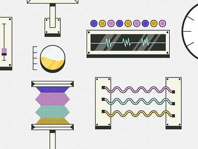 Mechanics colors design illustration machine mechanics neon vector wip