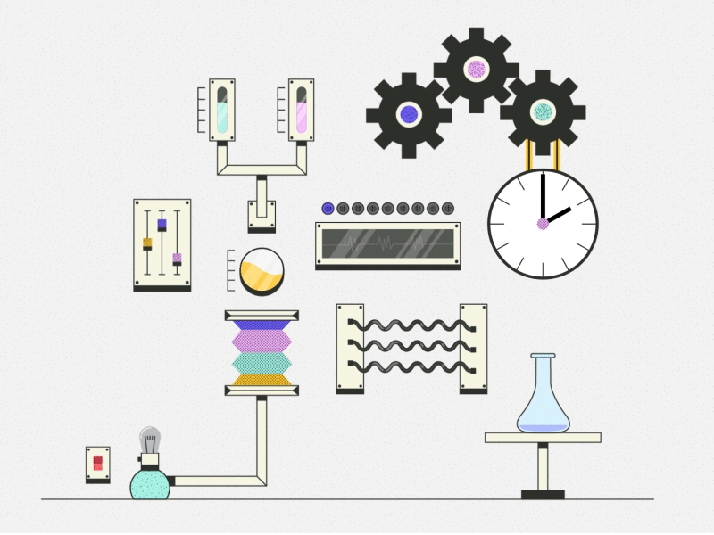 Mechanics animated ✨ colors design illustration machine mechanics neon vector wip