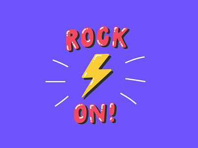 Rock on ⚡️✨ design illustration letters lightning on rock sticker vector