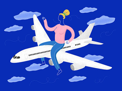 Airplane Girl airplane character design girl illustration texture vector