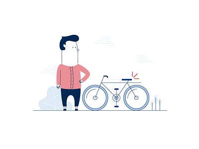 Style Exploration bike character design icons illustration insurance man vector