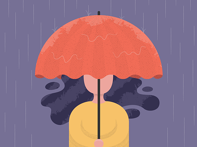 Autumn character design illustration rain shading texture umbrella vector woman