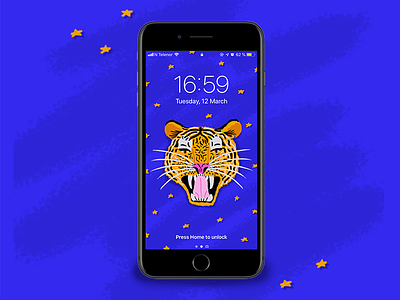 Tiger - Phone wallpaper 🐯 animal character illustration iphone phone stars texture tiger wallpaper