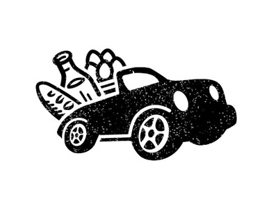 vroom zoom black bread eggs grit illustration logo milk