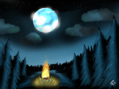 Night sky & Bright moon 3d art android autodesk sketchbook autodesksketchbook digital illustration digitalart illustration