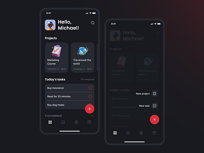 Productivity App app dark mode design ios productivity ui