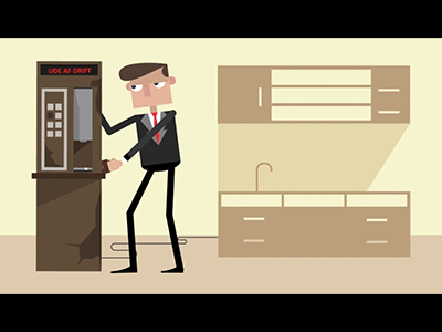 Business man and Coffee machine 2d animation ceo coffee machine funny office raining thunder ฺีิฺbusiness man