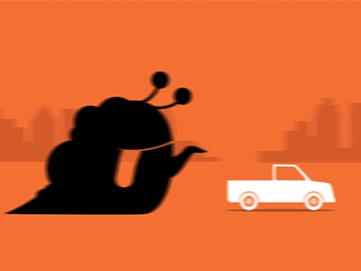 Rust Monster animation car design eat flat monster motion orange vector