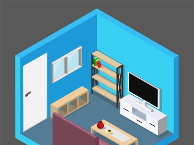 Living room in isometric style design illustration isometric art isometric design isometric house isometric illustration isometry