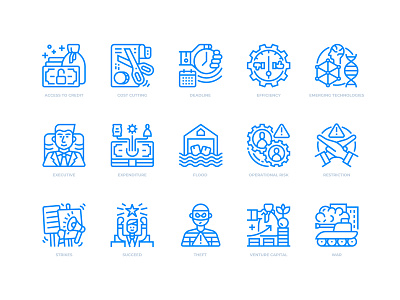 Business risks icons set