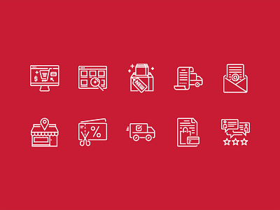 E-commerce website outline icons set