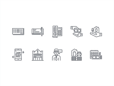 Banking and finance outline icons