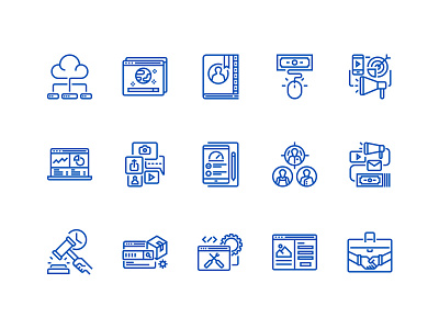 Digital marketing outline icons set
