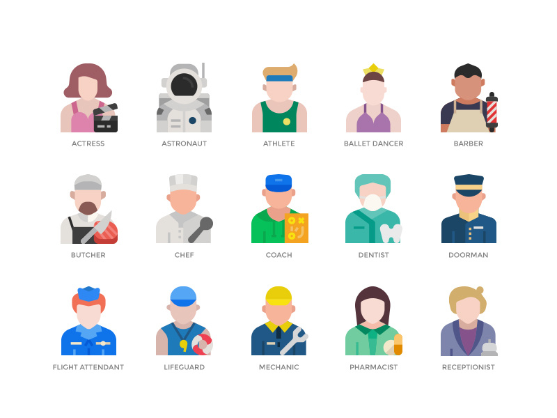 Jobs and occupations icons set by WiStudio on Dribbble