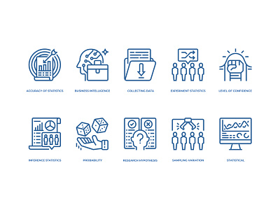 Statistical analysis icons set