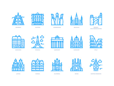 European Cities Icons europe european icon icon design landmarks
