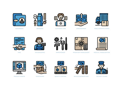 Business Process Outsourcing Icons set