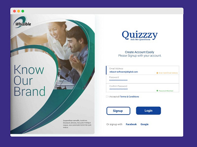Quizzzy SignUp Page figma login. onboarding designs signup signup page ui ui design visual design webapp design