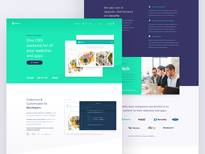 Prismic.io new website animation api-based clean cms color colorful design headless home page homepage homepage design illustration ui ux website