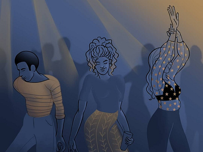 Under the spotlights zoom dance dancers digitalart illustration lights music night nightclub