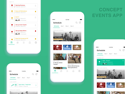 Concept Events App app college fest events ios schedule ui ux