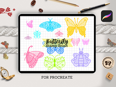 Butterfly Procreate Stamps animation motion graphics watercolor