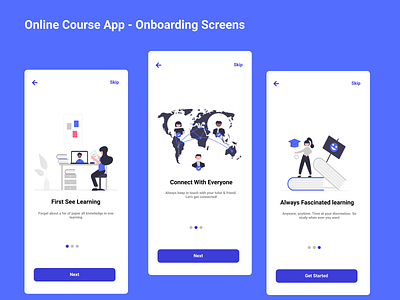 Online Course App - Onboarding Screens courseapp dailyui design figma mobiledesign onboarding uiinspiration uiux