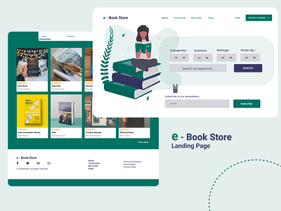 e-Book Store - Landing Page bookstore ebookstre figma landingpage uiux webapplication