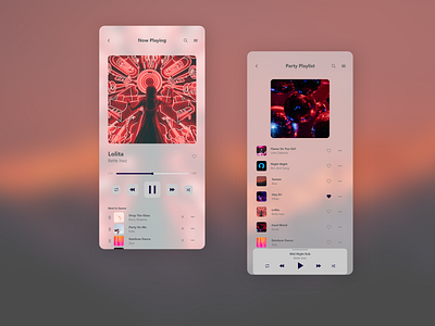 Music Player app design glassmorphism minimal musicplayer ui