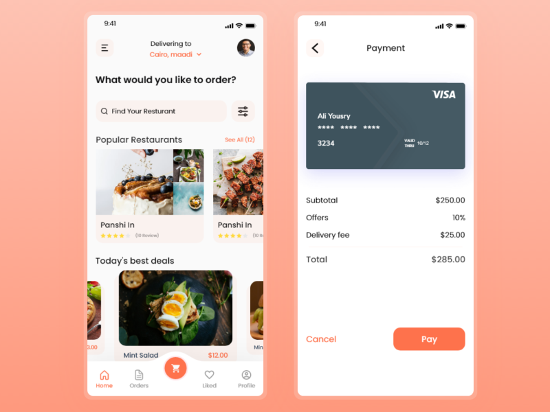 Food delivery app by Ali Yousry Ali on Dribbble