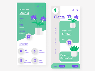 The Plants app app design clean design minimal mobile app plants ui uiux
