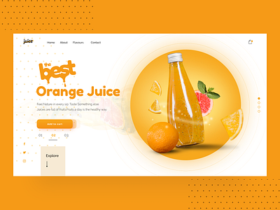 Juice Landing Page design food header juice landing page minimal modern orange popular shot product page products pulp slice trendy ui uidesign web webdesign
