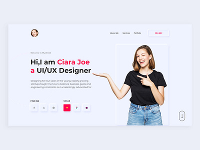 Personal Portfolio Web UI branding design freelancer header interface landing page minimal minimalist popular shot portfolio portfolio landing page template trendy ui uidesign uiux ux web web page website