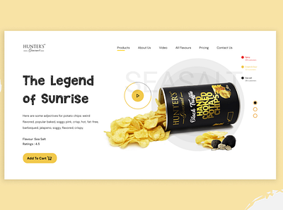 Hunter Gourmet Chips Web UI best landing page design branding design food design food landing page homepage interface landing page minimal popular shot restaurant treandy ui ui ux web uidesign ux website