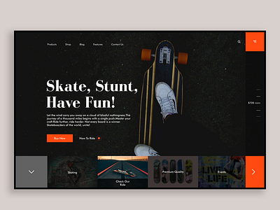 Skateboard Store branding design freelancer header homepage interface landing landing page popular shot product landing page skate skater template top ux ui designer trendy ui uidesign uiux web page