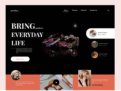 Jewelry Shop branding design header homepage interface landing landing page popular shot product service startup ui uidesign ux web web design website