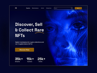 NFT Art bitcoin digital art futuristic landing page nft nft marketplace nft web nftwebsite uidesign